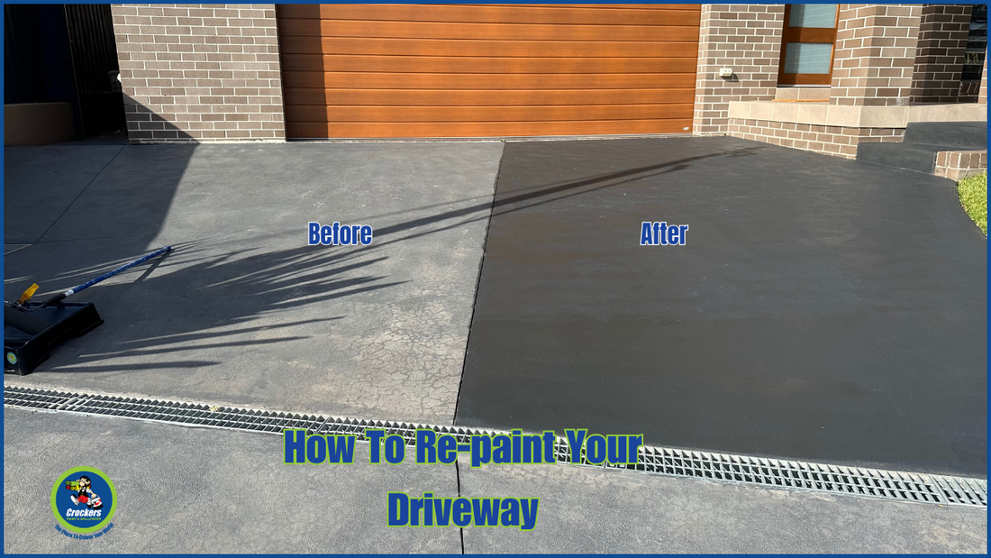 Concrete Driveway showing before and after Painting