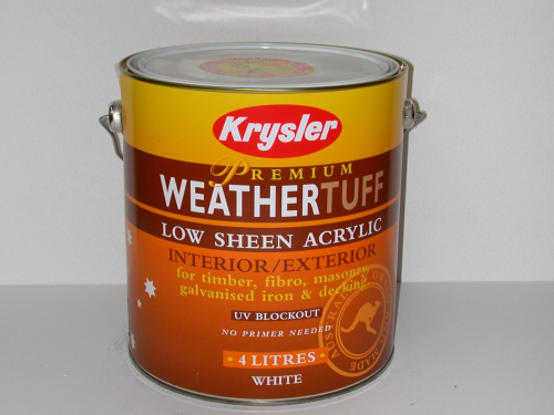 Krysler Premium Exterior Weathertuff Low Sheen Acrylic White - Crockers Paint & Wallpaper