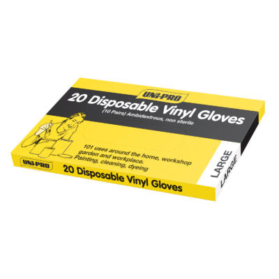 Unipro 20 Disposable Vinyl Gloves - Crockers Paint & Wallpaper