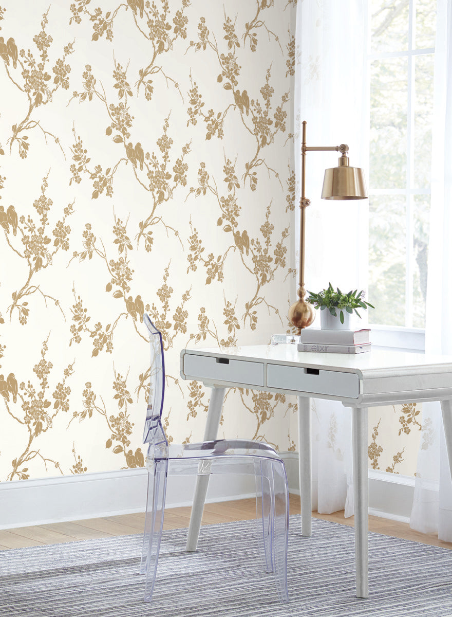 Silhouettes Wallpaper Imperial Blossoms Branch - Crockers Paint & Wallpaper