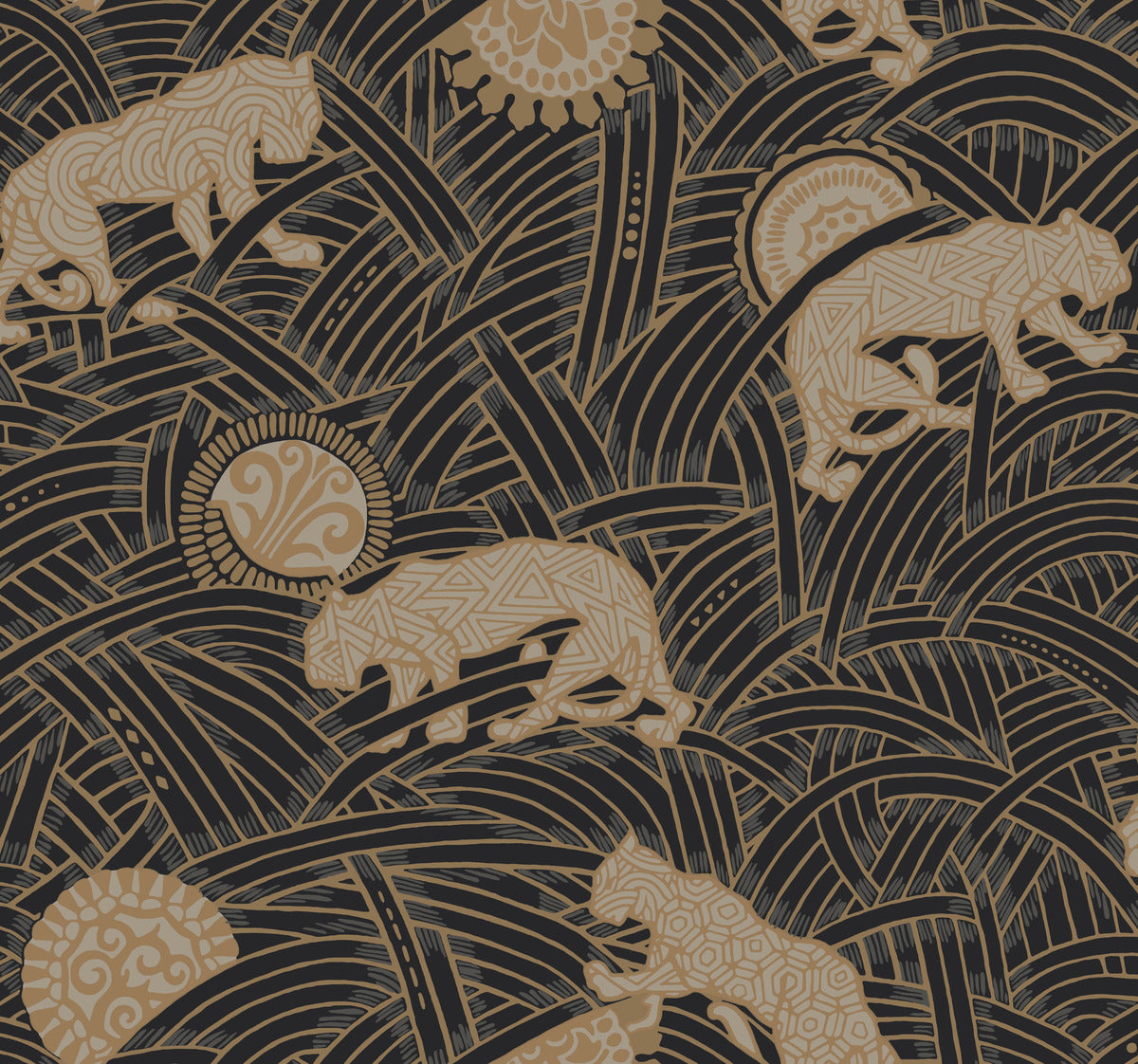Ronald Redding Designs Tea Garden Tibetan Tigers Wallpaper - Crockers Paint & Wallpaper