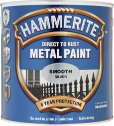 Direct to Rust Metal Paint Hammerite Smooth Gloss Silver - Crockers Paint & Wallpaper